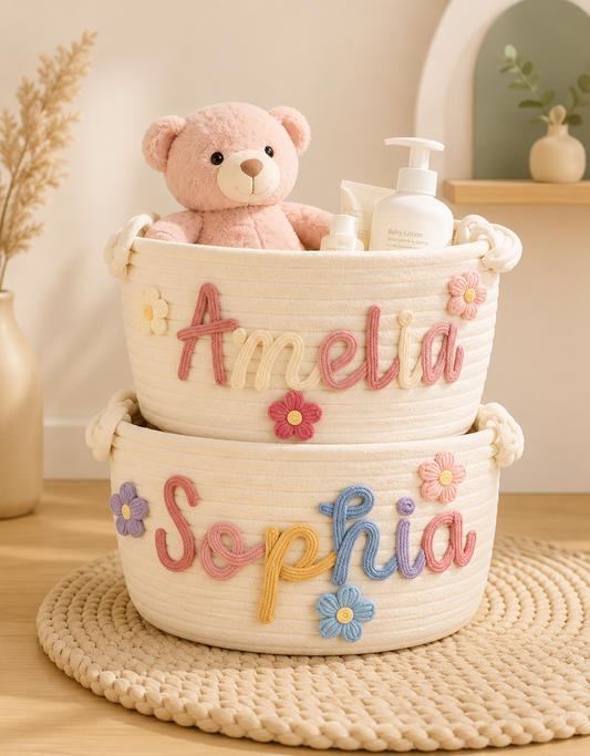 The Little Haven Keepsake Basket™ — Personalised Woven Storage Basket