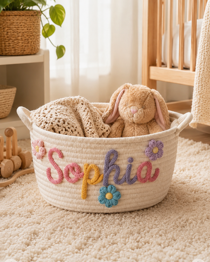 The Little Haven Keepsake Basket™ — Personalised Woven Storage Basket